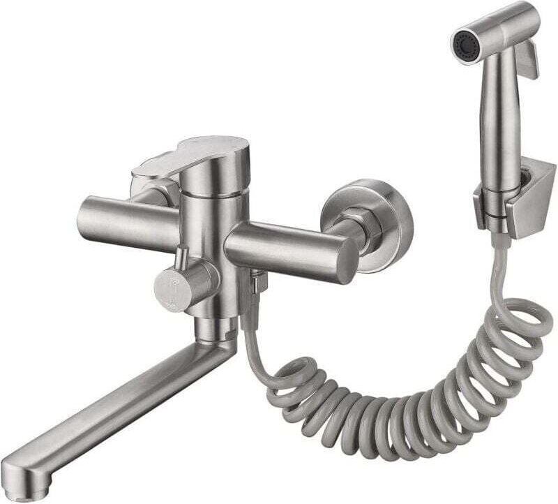 Ulisem Küchenarmatur aus Edelstahl 304 zur Wandmontage mit Sprühpistole und 2 Arten von Wassersprühstrahl für Küchenspül...