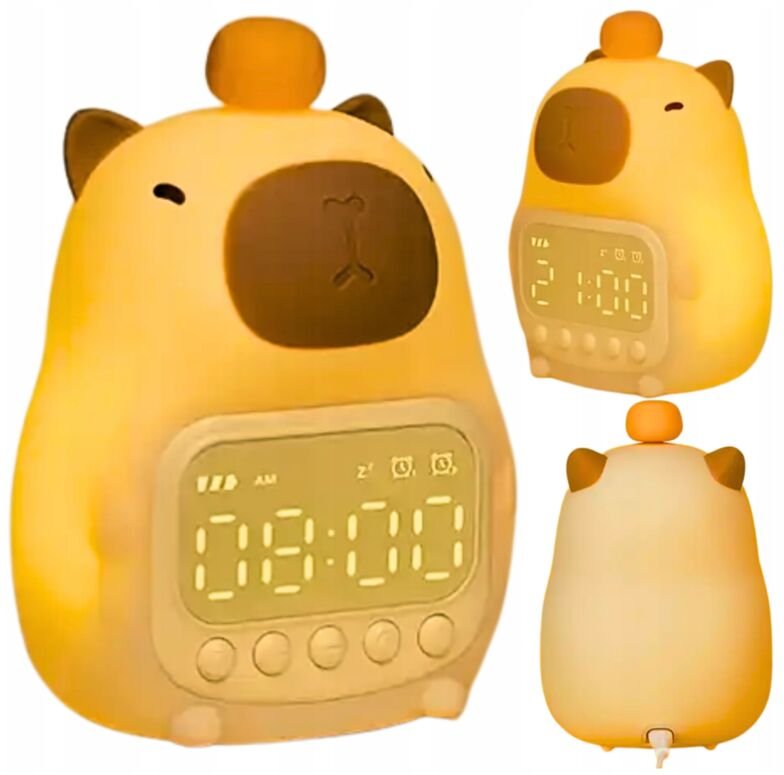 Capybara Wecker Nachtlicht Schreibtisch Timer Snooze LED USB