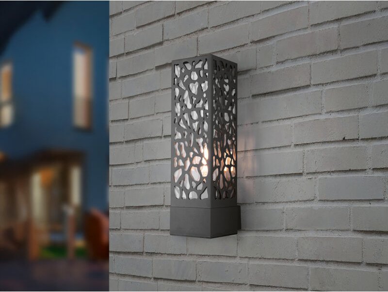 Trio - Außenwandleuchte cooper eckig Edelstahl in Anthrazit, IP44