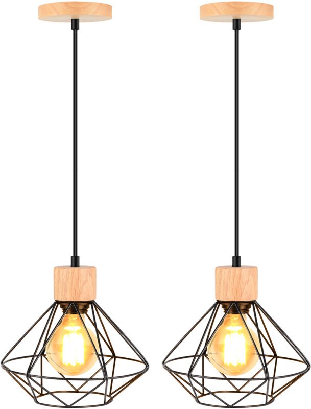 2 Stücke Pendelleuchte, Schwarz Höhenverstellbar Hängelampen Kücheninsel Industrielle e27 22cm für Esstisch Schlafzimmer...