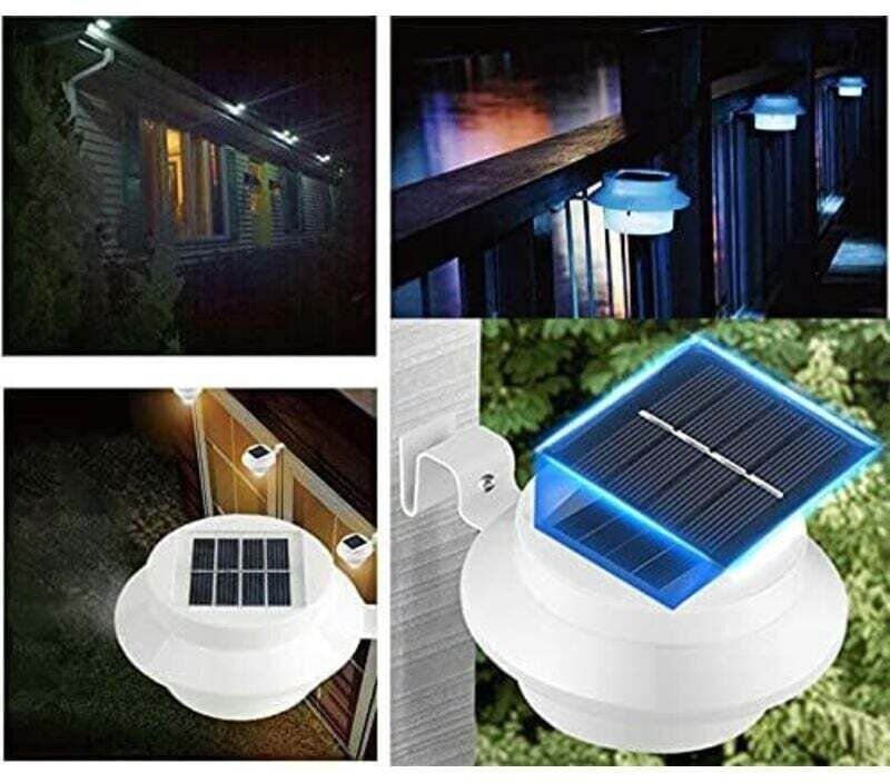 Set mit 6 LED-Solar-Dachrinnenleuchten, Solar-Außenleuchten für Zaun, Terrasse, Garten, Landschaft, Hof (schwarz)