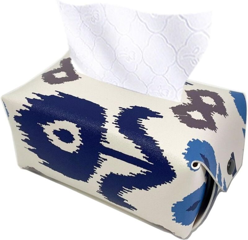 Boho-Taschentuchspender, rechteckig, aus PU-Leder, wasserdicht, faltbar, fürs Auto.