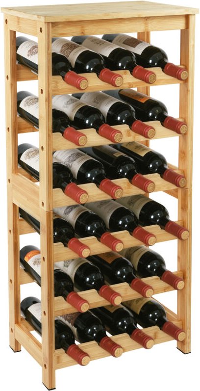Relaxdays Weinregal, 24 Flaschen, Bambus, HxBxT: 82 x 36 x 24 cm, Weinhalter für Rot- & Weißwein, Flaschenregal, natur