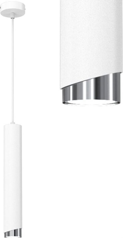 Frei. Gu10-Röhren-Hängelampe, Überhang, weiß, chrom, Ewilight BEVEL