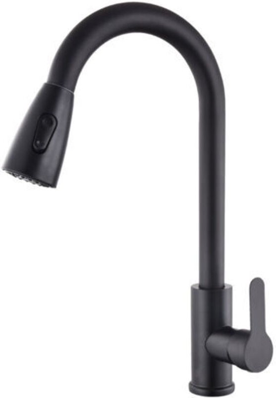 Ausziehbarer Küchenspülbeckenhahn für den Haushalt, schwarzer Edelstahl, teleskopisch, drehbar, warm und kalt