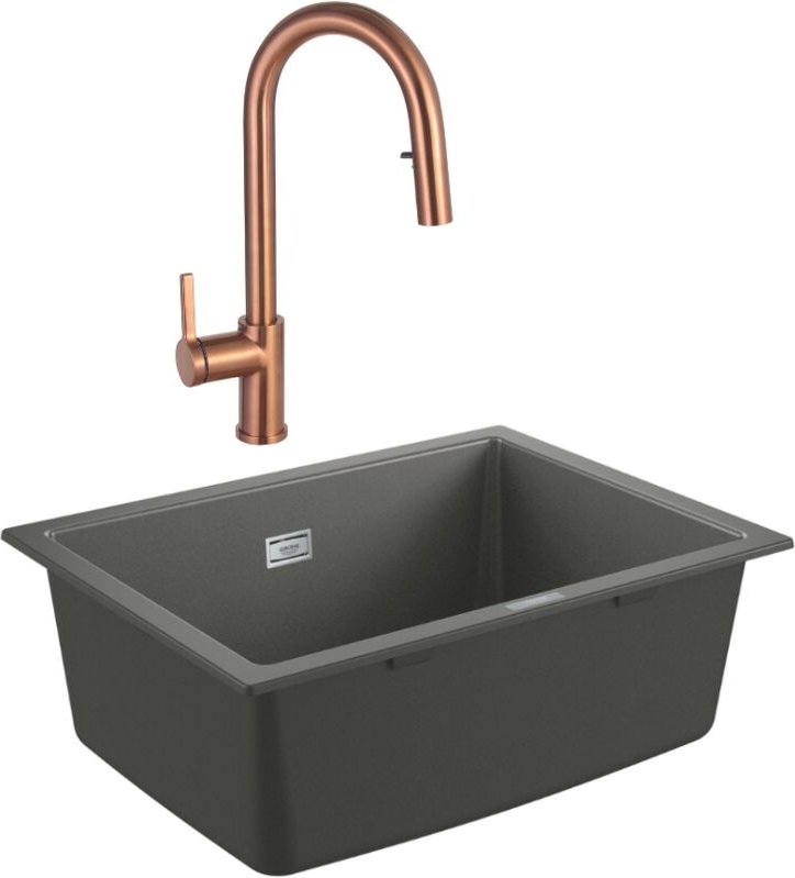 Grohe K700U Verbundspüle + Ceramia Timeless Einhebelmischer (G31655TML2BCP-SET)