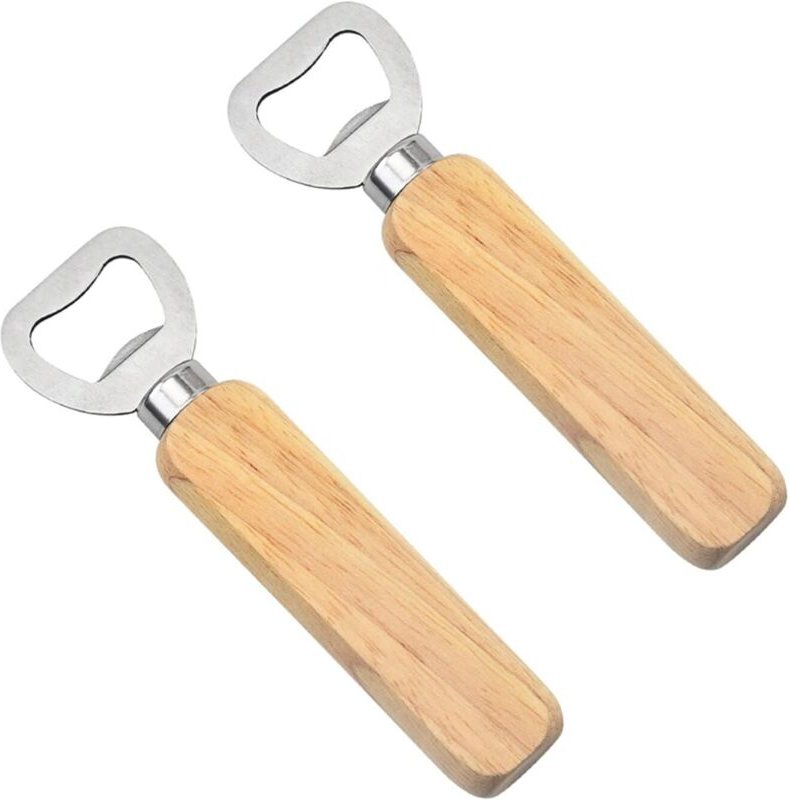 Set aus 2 Edelstahl-Korkenziehern mit Holzgriffen, Bierkorkenzieher, personalisierte Korkenzieher für Küche, Bar, Campin...