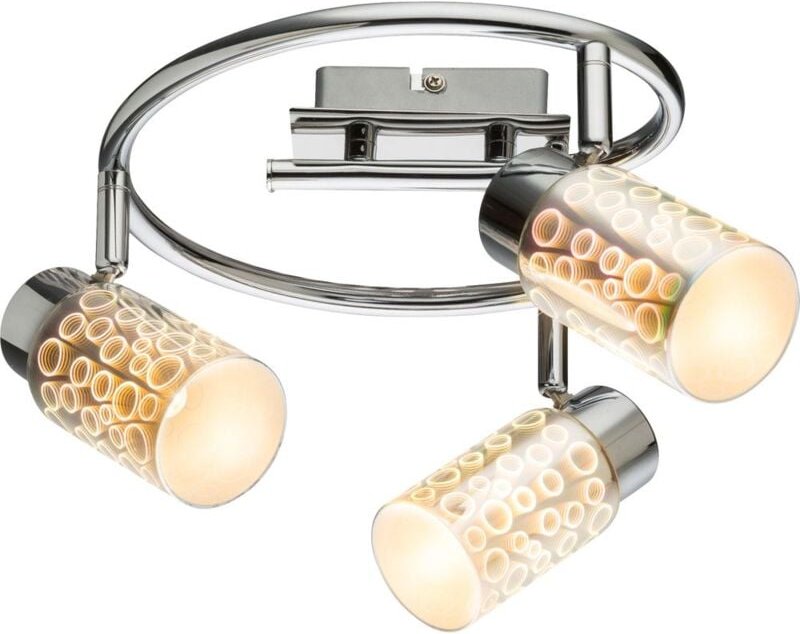 LED Rondell Decken Lampe 3D-Effekt Glas Strahler beweglich Wohn Zimmer Chrom Leuchte Globo 56124-3