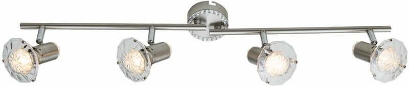 Led Deckenleuchte led Spotleiste 4 flammig Deckenlampe Kristall Spot schwenkbar, silber klar, 4x 5 Watt 340 Lumen warmwe...