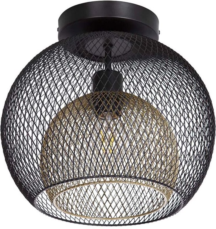 Nowa - Deckenleuchte Deckenlampe Küchenlampe Gitter Flurleuchte schwarz gold d 30 cm