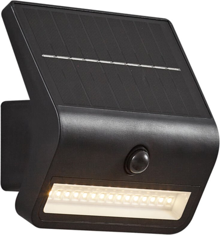 Außenwandleuchte schwarz inkl. LED IP54 mit Bewegungssensor Solar - Floody