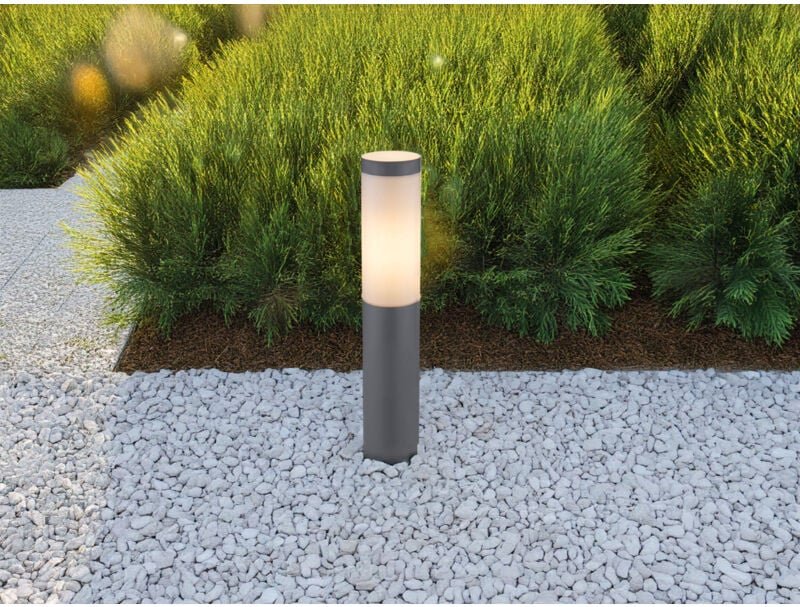 Meinewunschleuchte - led Sockelleuchte aus Edelstahl in Anthrazit & Opal, Höhe 45cm