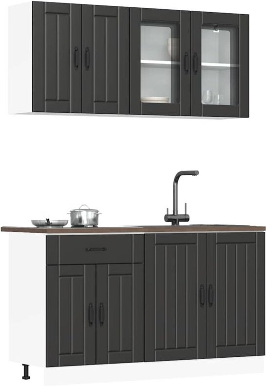 4-tlg. Küchenschrank-Set Kalmar Schwarz Holzwerkstoff - Vidaxl