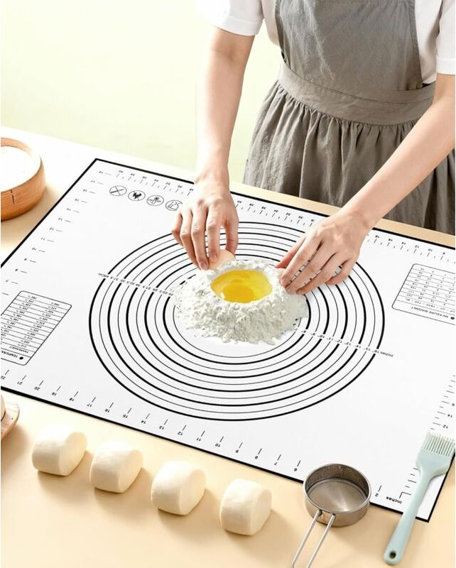 Große Backmatte, Silikon-Backmatte 70 x 50 cm, rutschfeste Gebäckmatte, wiederverwendbares Backutensil, Mess-Backmatte, ...
