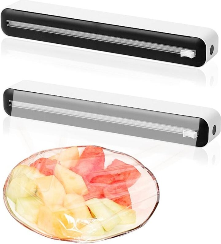 2 Stück Frischhaltefolien Spender, Wand-Folienschneider Saugnäpfe Folienspender Haushalt Folienabroller mit Bidirektiona...