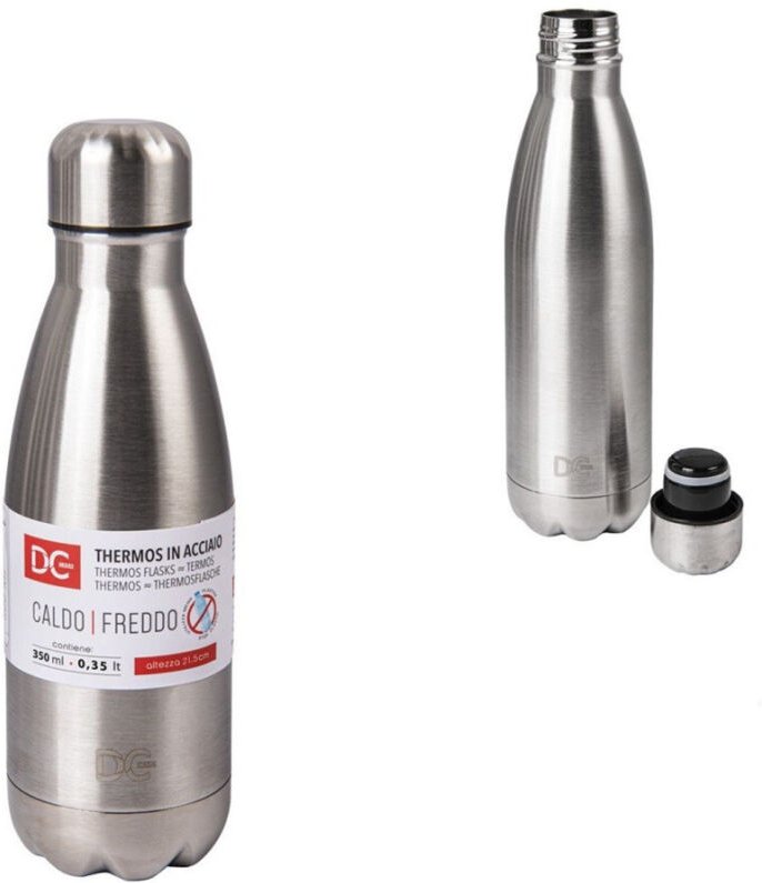 Trade Shop Traesio - Trade Shop - Thermosflasche aus satiniertem Stahl, Thermosflasche, 350 ml, für Zuhause, 21,5 cm, 02...