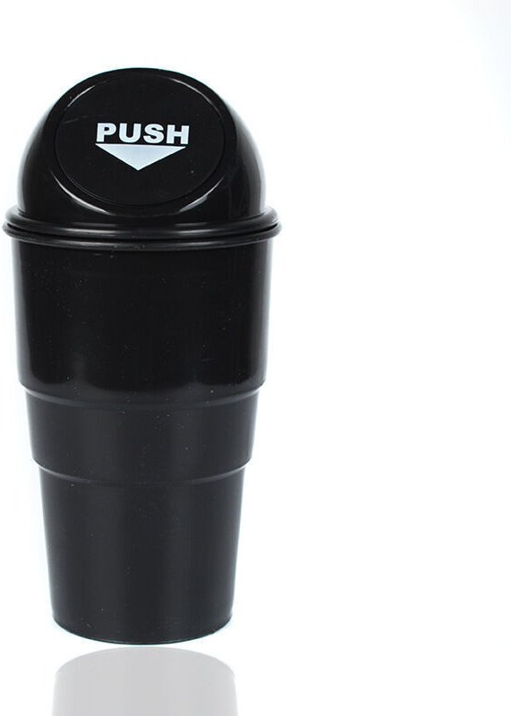 1 Stück schwarzer Kfz-Becherhalter-Mülleimer, kleiner Mini-Mülleimer für Auto, Büro und Zuhause