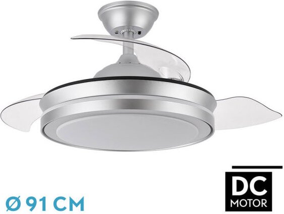 Fabrilamp - Lüfter dc esparta mini silber 72w 6120lm 91d 3asp.d esp.3000-4000-6000k remote+tempor+memori