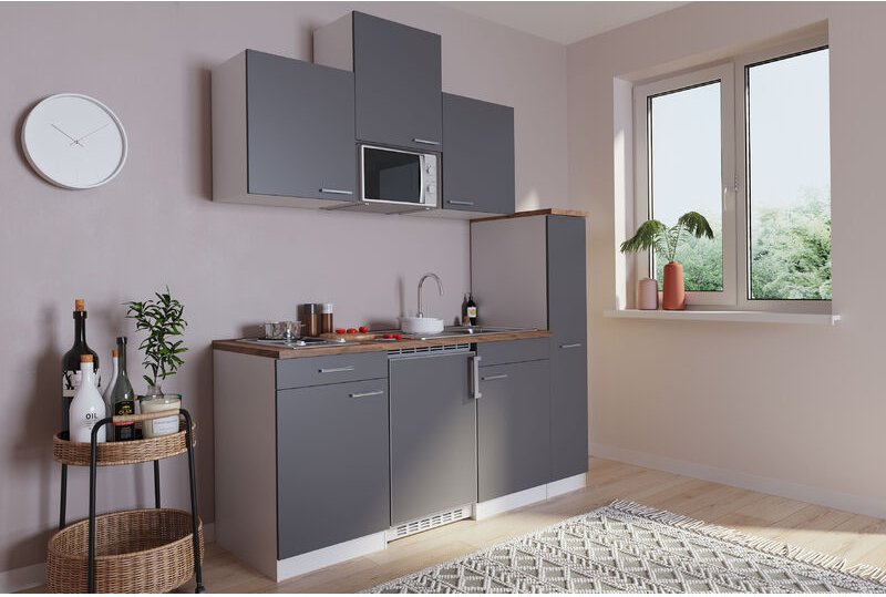 Küche Miniküche Singleküche Küchenzeile Weiß Grau Luis 180 cm Respekta