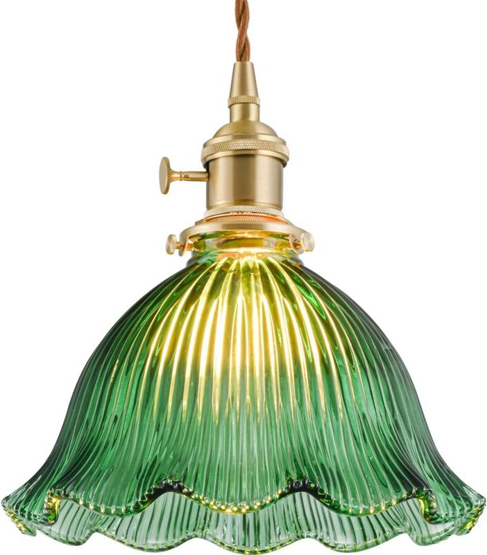 Schlichter Glaslüster fürs Schlafzimmer mit Glasschirm, 23 x 22 cm, dunkelgrün, 220 V, E27-Fassung (Leuchtmittel nicht e...