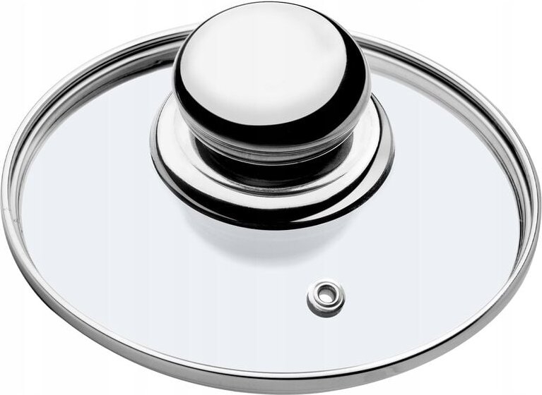 Kadax - Glasdeckel mit Griff aus Stahl, Deckel für Topf, mit Dampfloch, 18 cm