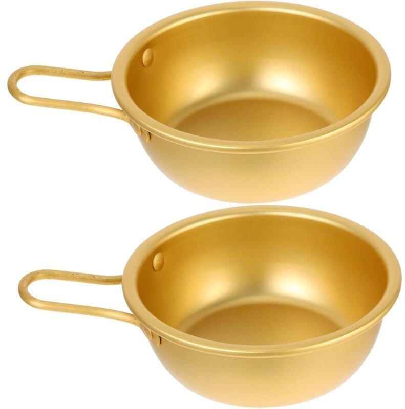 Set mit 2 koreanischen gelben Aluminiumschüsseln mit Griffen, geeignet für Reis, Wein, Ramen-Suppe, für Hauspartys, komp...