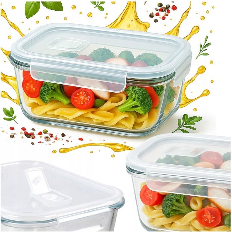 Lunchbox aus Glas, 1040 ml, luftdicht, für Mittagessen