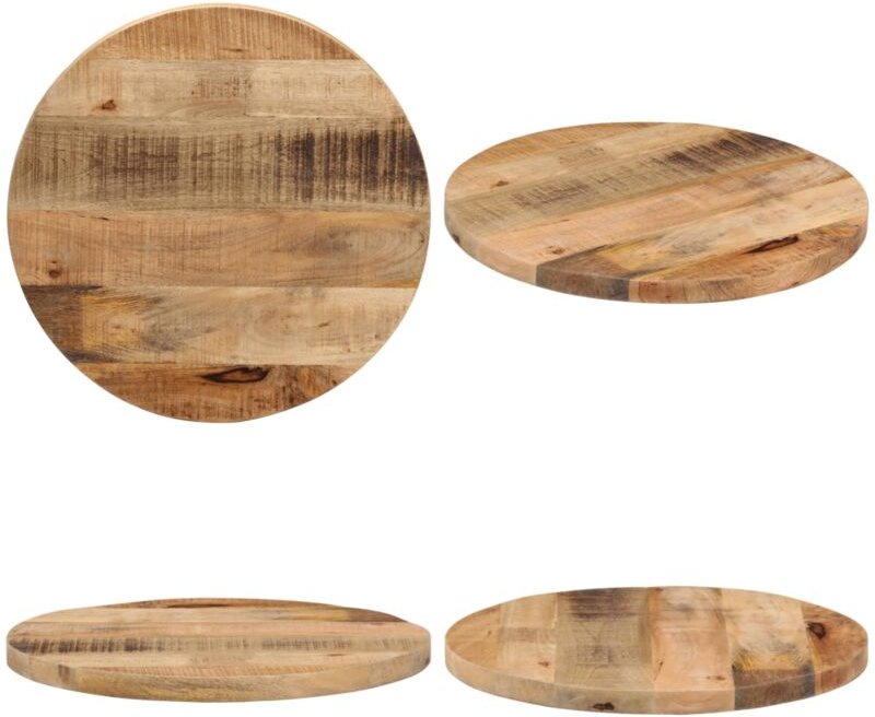 Tischplatte Ø 50x3,8 cm Rund Raues Massives Mangoholz - Mangoholz - Tischplatte