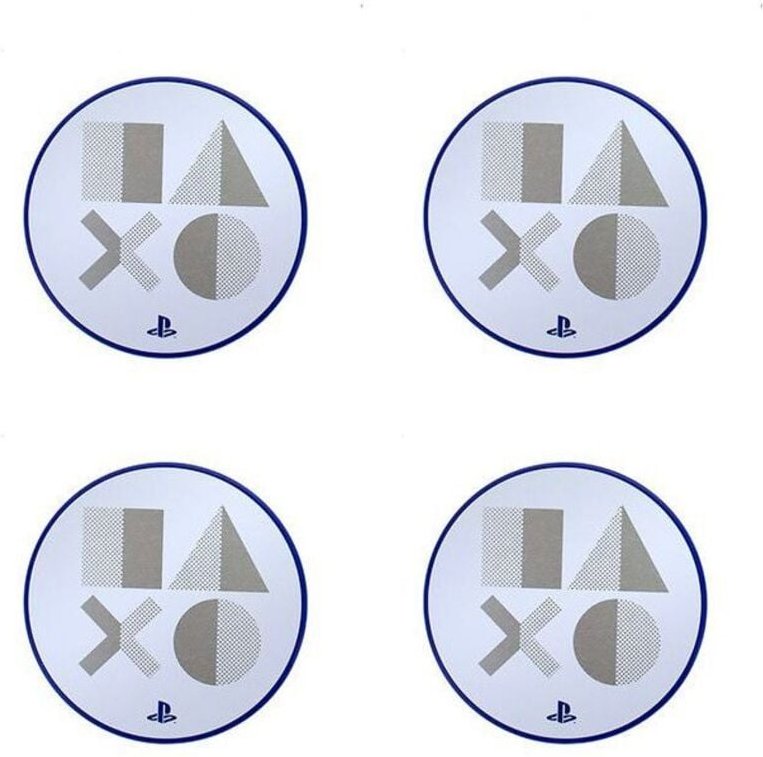 Untersetzer - Playstation - PS5 - Gebürstetes Metall - Korkrückseite - 9 cm Durchmesser