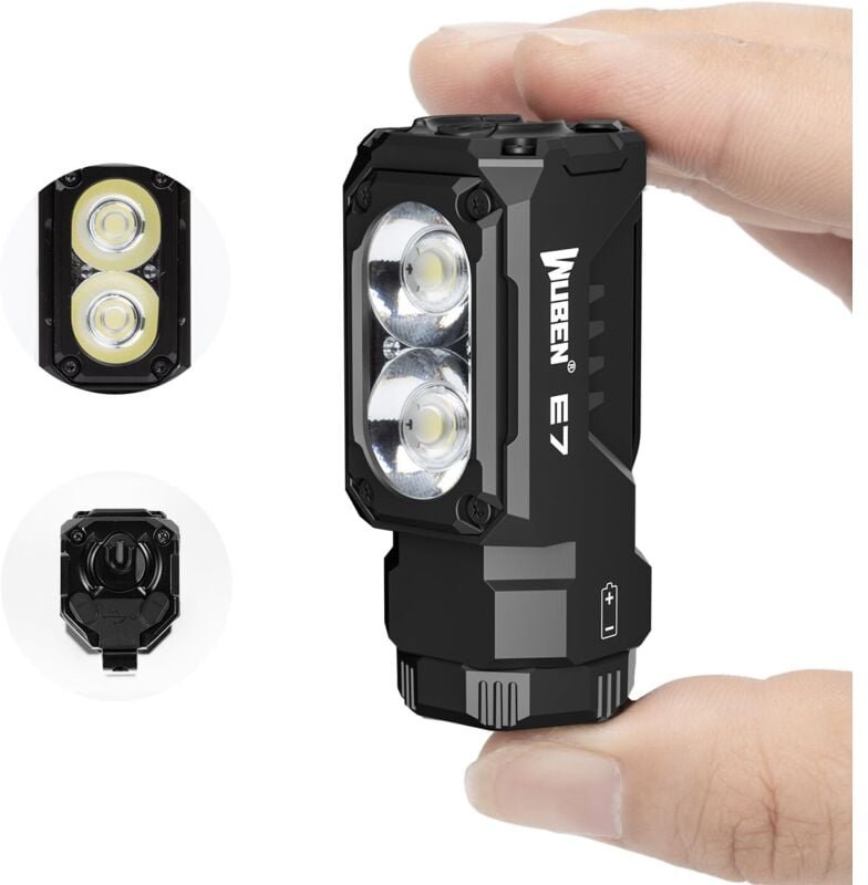 Thumbnail - E7 EDC Wiederaufladbare Taschenlampe 1800 Lumen, superhelle kleine Taschenlampe, 6 Modi, eingebaute IP68 wasserdichte Ta...