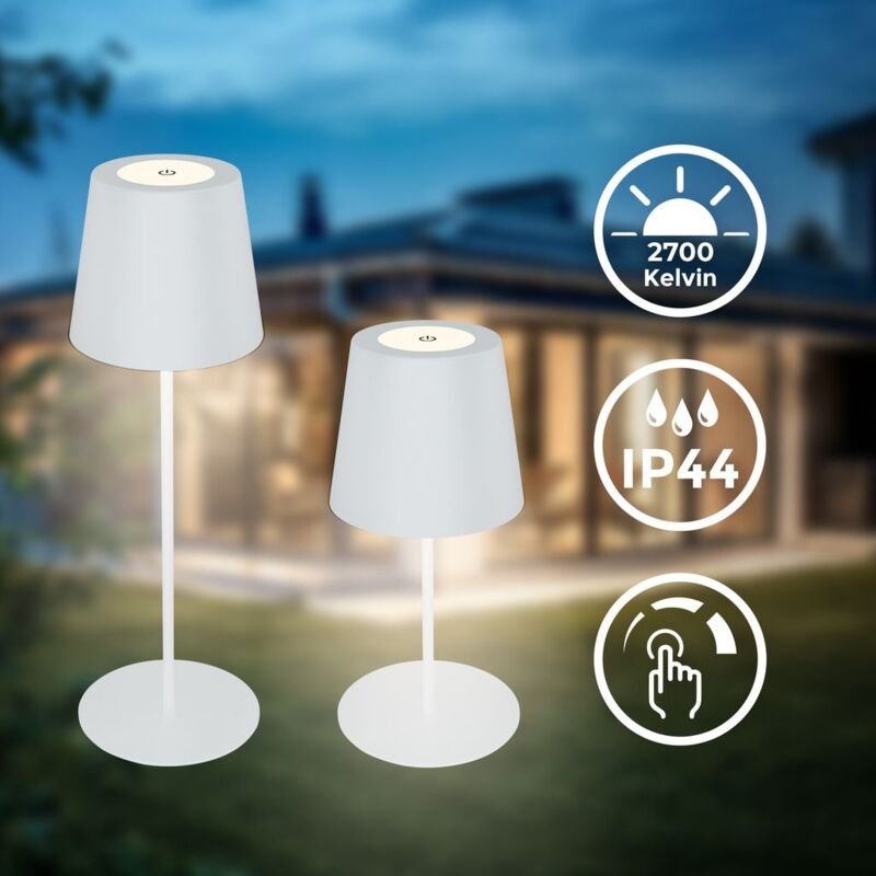 B.k.licht - Tischlampe - 2,5W, 200lm, kabellos, led, dimmbar, warmweiß, weiß