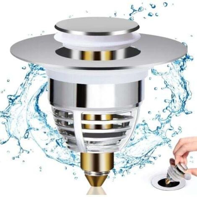 Bonde Lavabo Universel, Pop-Up-Waschbeckenstöpsel mit 2 Dichtungen für Badewanne, Küche, Waschbecken (Ablauföffnung 32-4...