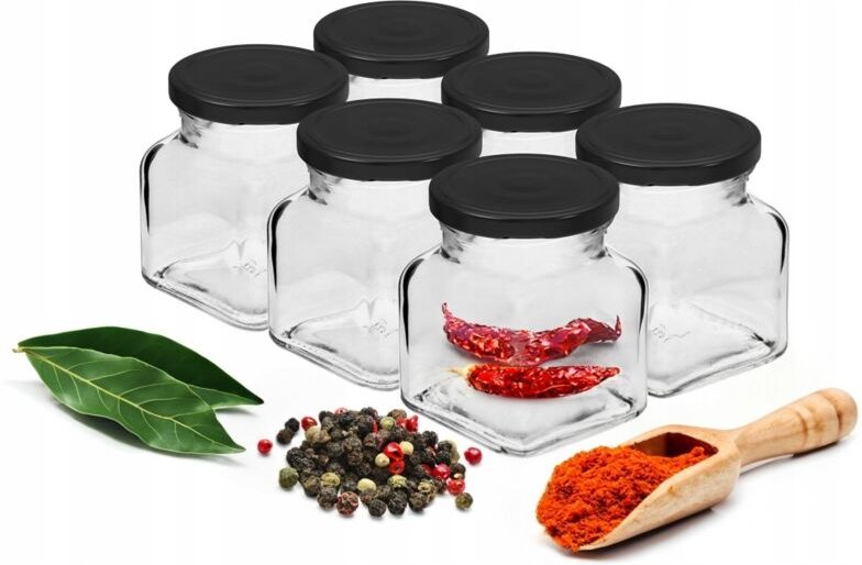 Gewürzgläser mit Deckel, 6 Stück, 120 ml