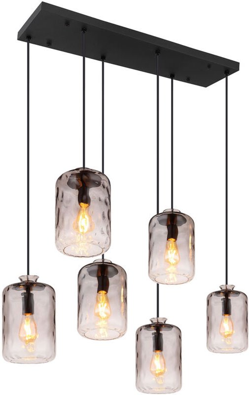 Hängelampe Pendelleuchte Esstischlampe schwarz Rauchglas Wohnzimmerlampe h 150cm