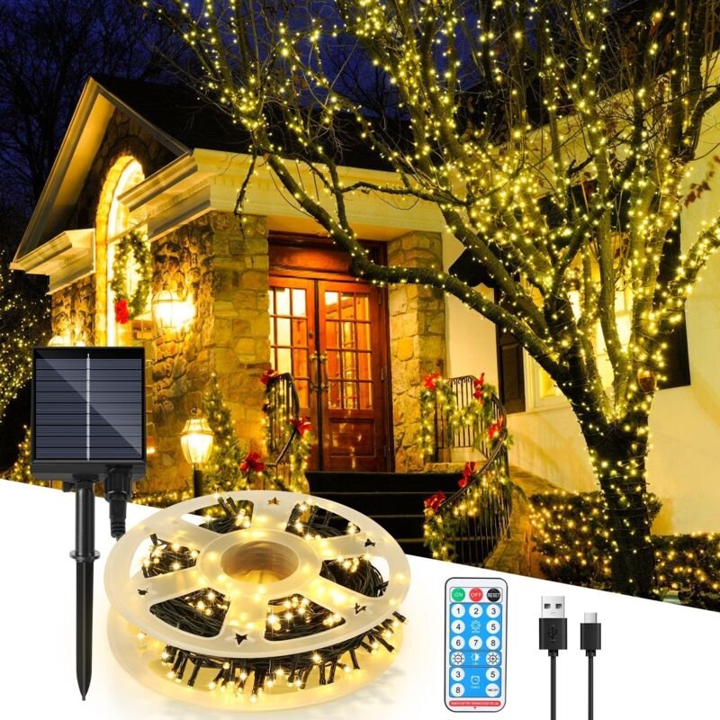 Thumbnail - SWANEW 30M 300 LED Solar Lichterkette IP44 8 Modi Innen Außen WeihnachtenParty Garten Hochzeit Wasserdicht Beleuchtung D...