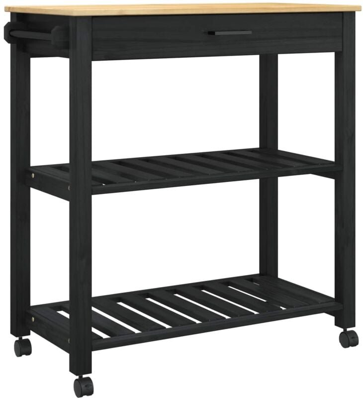 Küchentrolley Schwarz 88,5 x 40 x 84 cm Massivholz Kiefer vidaXL