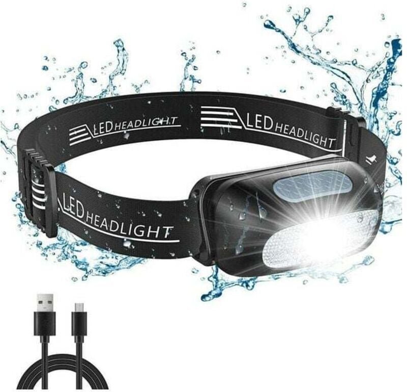 Wiederaufladbare LED-Stirnlampe, leistungsstarke wasserdichte Stirnlampe mit 5 Beleuchtungsmodi, Bewegungssensor-Stirnla...