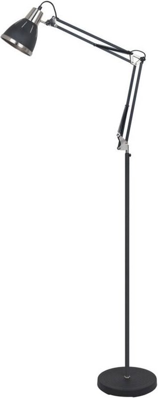 Remiro - Industrie- und Retro-Stehlampe Schwarz 1 Leuchte mit Stahlschirm, E27 - Italux