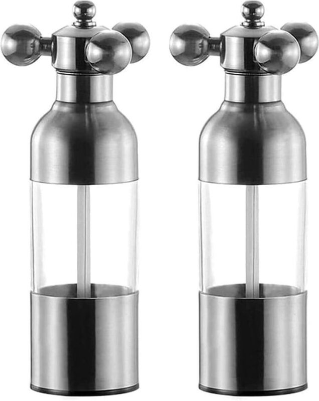 Set macina sale e pepe in acciaio inossidabile, ricaricabile - Sale marino, macina pepe nero (2 pezzi)