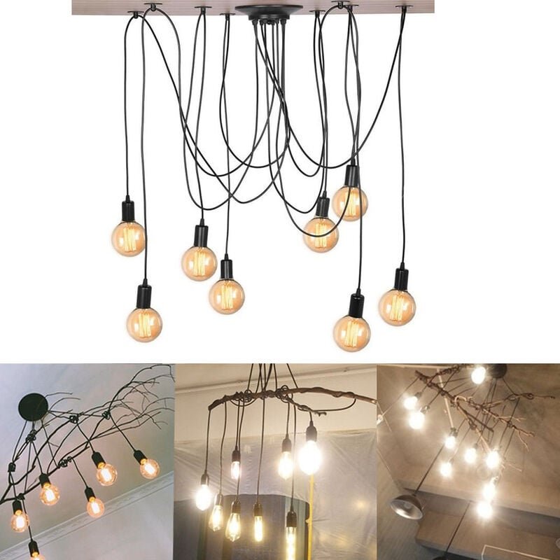 Axhup - Pendelleuchte Spinne 8 Flammig Vintage Edison Hängend Lampe Kronleuchter für Loft Schlafzimmer Wohnzimmer Esszim...