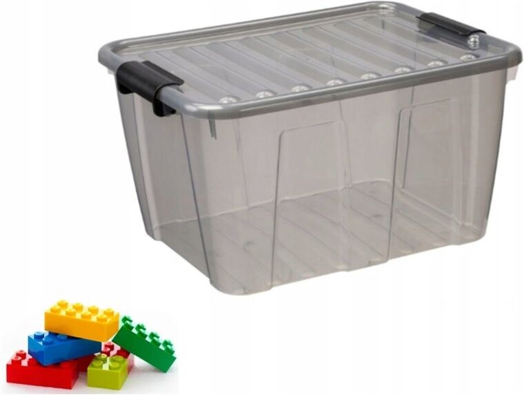 HOME BOX Behälter mit Deckel 15 Liter, transparent grau.