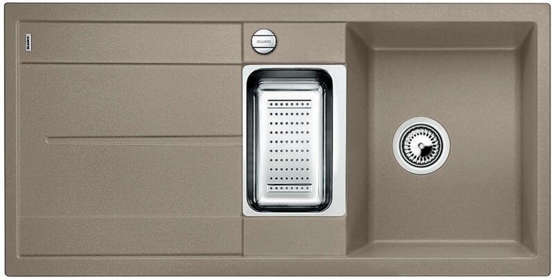 Metra 6 - Silgranitspüle, 100x50 cm, mit Ablaufsystembedieung, Tartufo 517354 - Blanco