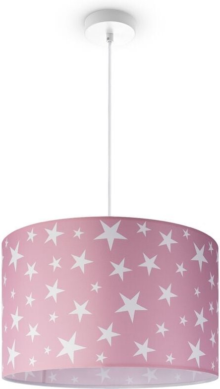 Paco Home - Deckenlampe Kinderzimmer Pendelleuchte Baby Lampenschirm Stoff Rund Sterne Pendelleuchte - Weiß, Design 7 (Ø...