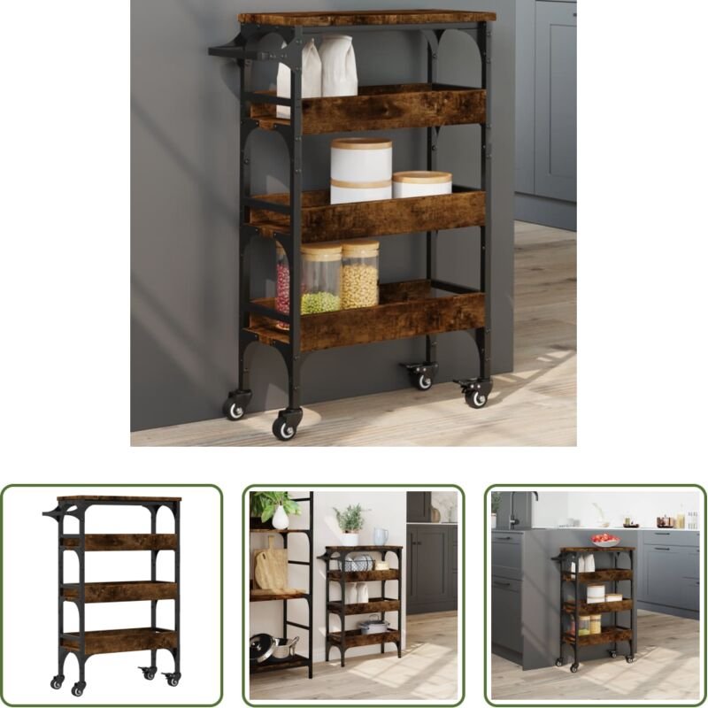 vidaXL Räuchereiche - Küchenwagen Räuchereiche 53x20x76 cm Holzwerkstoff