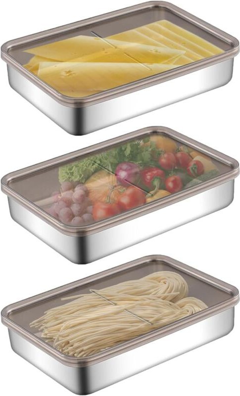 Set aus 3 Delikatessenbehältern mit abnehmbaren Deckeln und Korpussen, Aufbewahrungsboxen mit Deckel, geeignet zur Aufbe...
