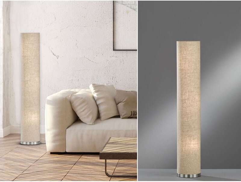 Fischer&honsel - Stehleuchte thor mit Lampenschirm Zylinder Leinen Beige, Höhe 110cm