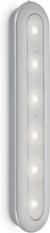 Briloner - row Schrankbeleuchtung, Push-Taste, kleben und bohren, Timerfunktion, Batteriebetrieb, silberfarbig, 30,5 x 6...