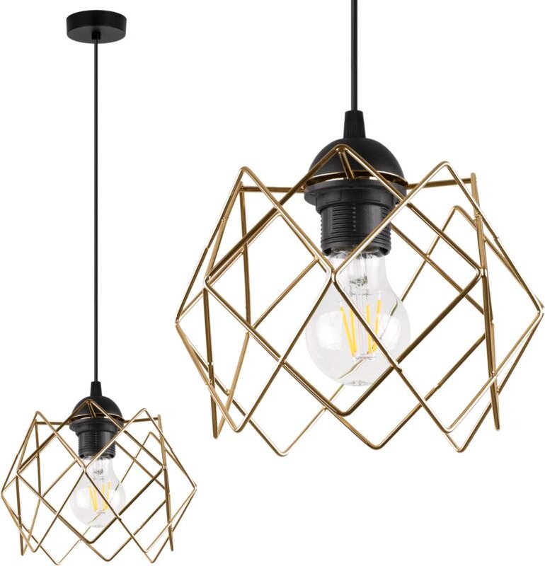 Stella Hängelampe 1 Flacher Goldener Lampenschirm E27