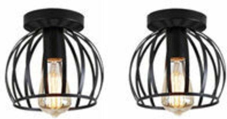 Retro Eisen Deckenleuchte E27 2er-Pack Industriebeleuchtung Metall Deckenlampe für Schlafzimmer Wohnzimmer - Schwarz