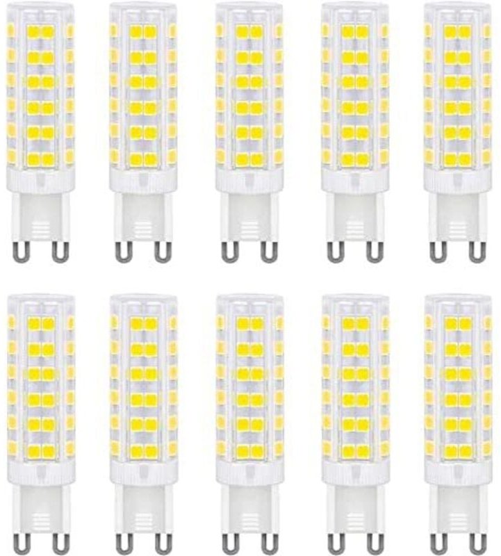 G9 LED-Lampe, flimmerfrei, 7 W, entspricht 60-W-Halogenlampen, 700 lm, Tageslichtweiß (6000 K), nicht dimmbar, 10er-Pack